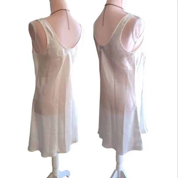VTG 80s White Satin Floral Lace Rosette Mini Lingerie Slip Dress Small - Picture 14 of 17